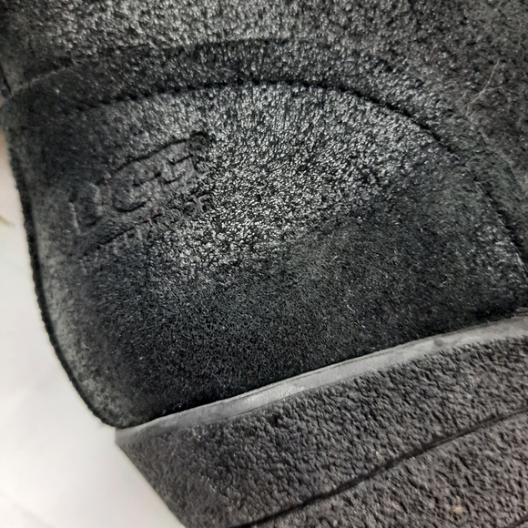 UGG Wedge Waterproof Ankle Boots Suede Sherpa Black Academia Fairy Cottage - Picture 8 of 12